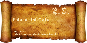 Mahrer Dávid névjegykártya